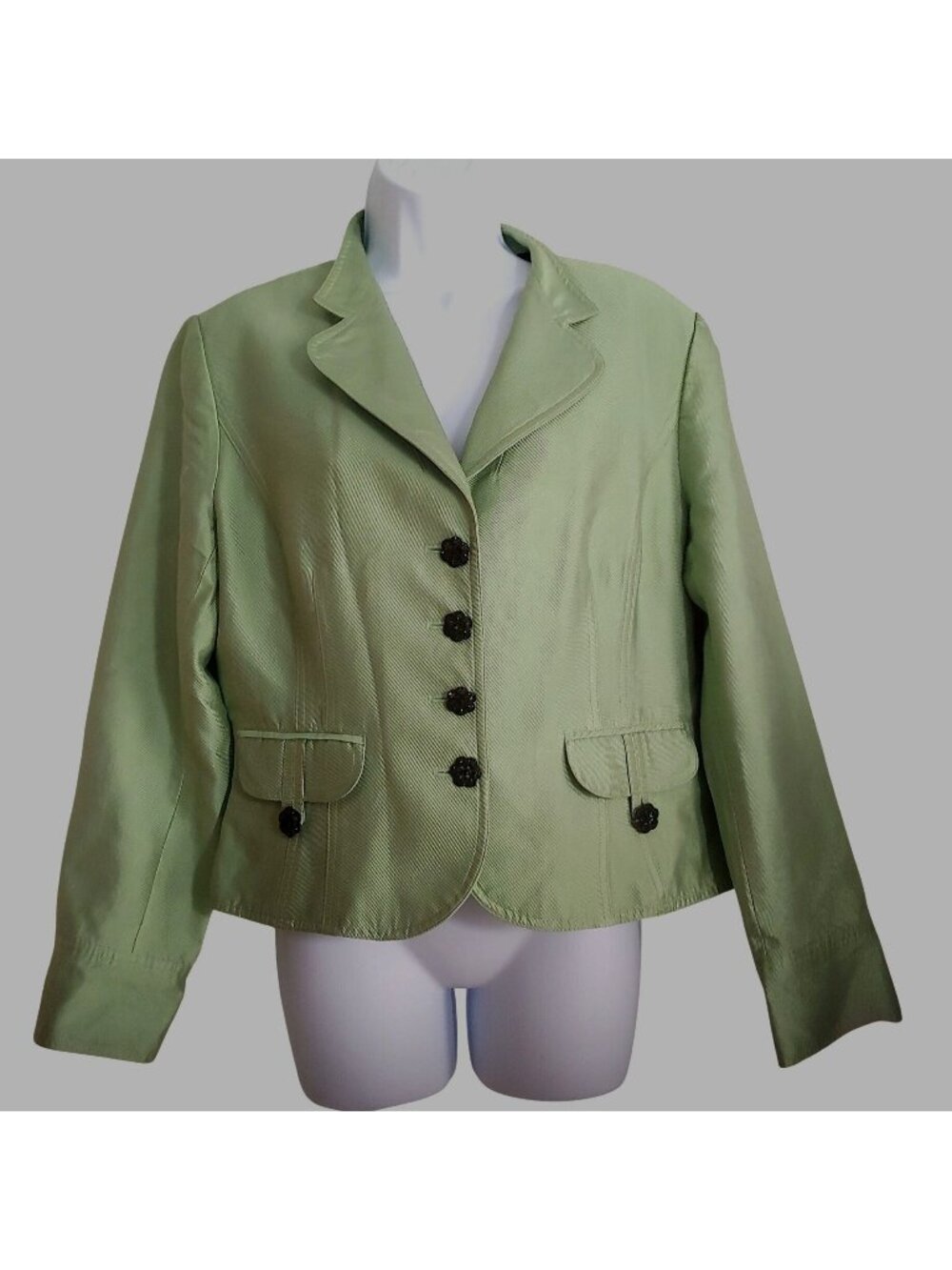Kay Unger Blazer Jacket Pockets Silk Blend 16 Office Brunch Chic